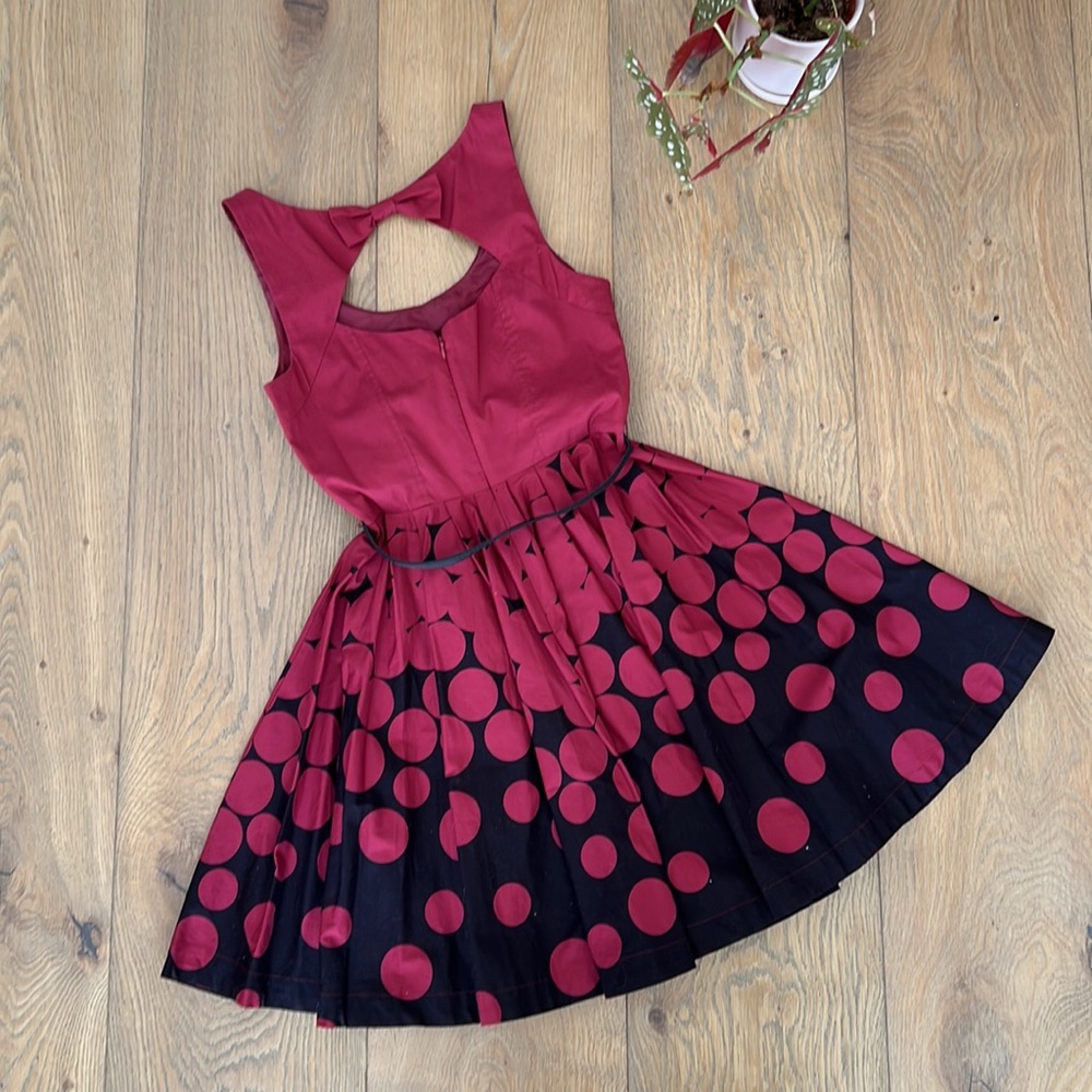 LC Lauren Conrad Red and Black Polka Dot Dress - Picture 4 of 8